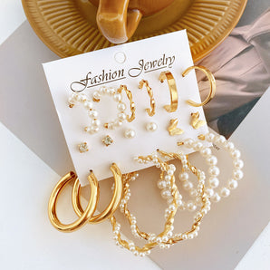 Nihao Wholesale Fashion Butterfly Alloy Plating Artificial Pearls Earrings 1 Set