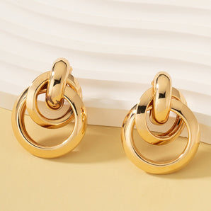 Nihao Wholesale Jewelry Casual Lady Round Solid Color Alloy Metal Gold Plated Plating Ear clips