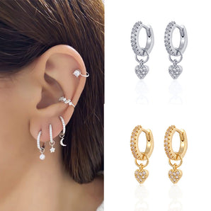 Nihao Wholesale Jewelry Fashion Heart Copper Artificial Gemstones Earrings