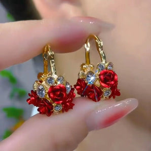 Nihao Wholesale Jewelry Elegant Lady Flower Alloy Titanium Alloy Aluminium Alloy Rhinestones Inlay Earrings