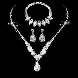 Nihao Wholesale Fashion Water Droplets Alloy Inlay Rhinestones Women'S Bracelets Earrings Necklace
