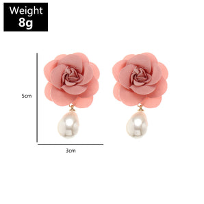 Nihao Wholesale Imitation pearl earrings fashion cloth flower earrings women