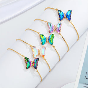 Nihao Wholesale simple temperament sparkling crystal butterfly pendant adjustable bracele