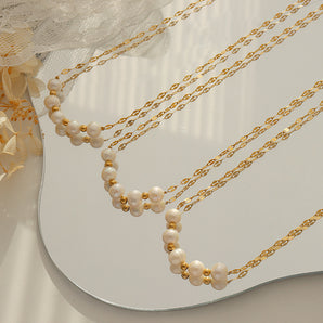 Nihao Wholesale Fashion Geometric Titanium Steel Pearl Necklace