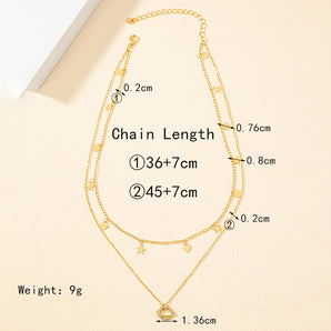 Nihao Wholesale Simple Style Round 14K Gold Plated Artificial Rhinestones Alloy Wholesale Layered Necklaces