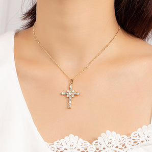 Nihao Wholesale Fashion Cross Alloy Plating Rhinestones Women'S Pendant Necklace