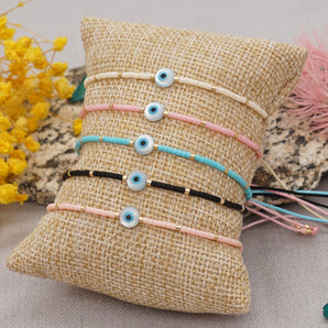 Nihao Wholesale Simple Style Devil'S Eye Seed Bead Beaded Women'S Bracelets