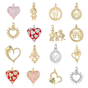 Nihao Wholesale Vintage Style Heart Shape Butterfly Copper Plating Inlay Zircon 18K Gold Plated Charms Jewelry Accessories