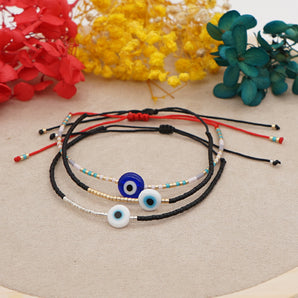 Nihao Wholesale Simple Bohemian Glass Lucky Eyes Beaded Couple Bracelet