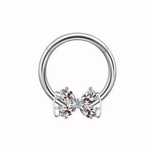 Nihao Wholesale Hawaiian Sun Butterfly Stainless Steel Copper Plating Hollow Out Inlay Rhinestones Zircon White Gold Plated Gold Plated Chest Ring