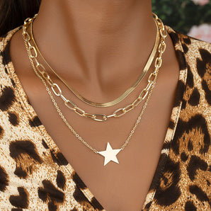 Nihao Wholesale wholesale fashion three-layer five-pointed star necklace