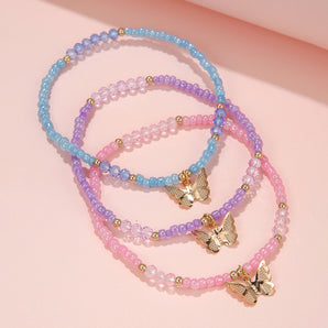 Nihao Wholesale Sweet Butterfly Artificial Crystal Alloy Beaded Girl'S Bracelets