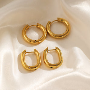 Nihao Wholesale Simple Style Circle Stainless Steel Plating Hoop Earrings 1 Pair