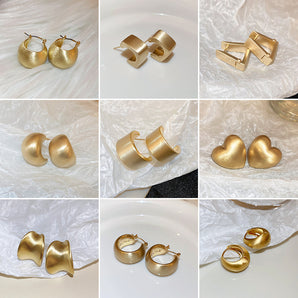 Nihao Wholesale 1 Pair Elegant Circle Heart Shape Solid Color Plating Metal Earrings