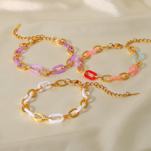 Nihao Wholesale Fashion Geometric Stainless Steel Plating Resin Gold Plated Bracelets