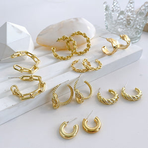 Nihao Wholesale INS Style C Shape Plating Metal No Inlaid Earrings