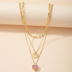 Nihao Wholesale Fashion Round Heart Shape Crystal Alloy Wholesale Necklace