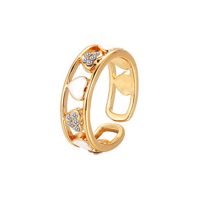 Nihao Wholesale Fashion Heart Shape Alloy Inlay Rhinestones Women'S Open Ring