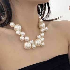 Nihao Wholesale Retro Geometric Imitation Pearl Women'S Necklace