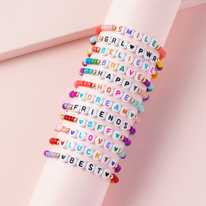 Nihao Wholesale Cute Letter Arylic Beaded Handmade Kid'S Bracelets 1 Set
