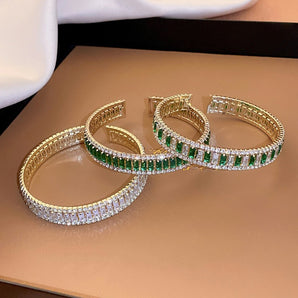 Nihao Wholesale Elegant Glam Square Metal Inlay Artificial Gemstones Women'S Bracelets Bangle