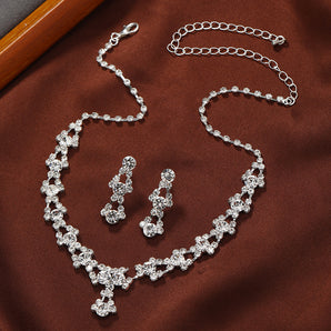 Nihao Wholesale Elegant Tassel Alloy Inlay Artificial Diamond Women's Earrings Necklace