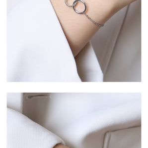 Nihao Wholesale Simple Style Commute Double Ring Titanium Steel Plating Bracelets Necklace