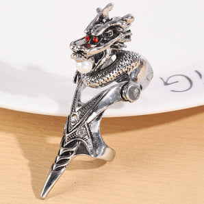 Nihao Wholesale Chinoiserie Dragon Alloy Inlay Artificial Pearls Unisex Rings