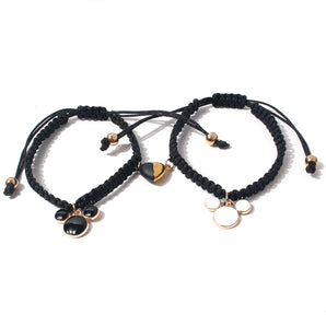 Nihao Wholesale Cute Bear Heart Shape Alloy Bracelets 2 Pieces