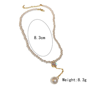 Nihao Wholesale Elegant Geometric Alloy Artificial Rhinestones Artificial Pearls Women's Pendant Necklace