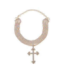 Nihao Wholesale Lady Cross Alloy Inlay Rhinestones Women's Necklace