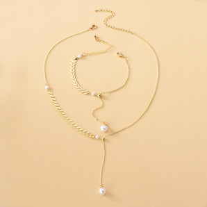 Nihao Wholesale new  fashion gold-plated wheat ear adjustable necklace bracelet