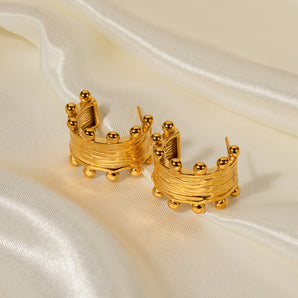 Nihao Wholesale 1 Pair Commute C Shape Plating Stainless Steel 18K Gold Plated Earrings