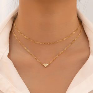 Nihao Wholesale Elegant Streetwear Heart Shape Gold Plated Alloy Wholesale Double Layer Necklaces