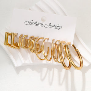 Nihao Wholesale 1 Set Simple Style Geometric Solid Color Plating Alloy Hoop Earrings