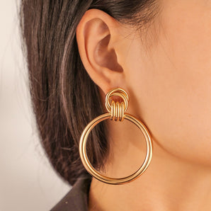 Nihao Wholesale 1 Pair Exaggerated Round Metal Plating Women'S Drop Earrings