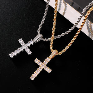 Nihao Wholesale Hip-Hop Cross Stainless Steel Plating Inlay Zircon Women's Pendant Necklace