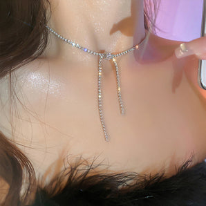Nihao Wholesale Sweet Shiny Bow Knot Alloy Inlay Rhinestones Women's Necklace