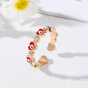 Nihao Wholesale Simple Style Devil's Eye Heart shape Alloy Plating Rhinestones Women'S Rings