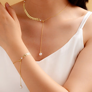Nihao Wholesale new  fashion gold-plated wheat ear adjustable necklace bracelet