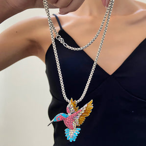 Nihao Wholesale 1 Piece Nordic Style Bird Alloy Inlay Artificial Diamond 14K Gold Plated Women'S Pendant Necklace