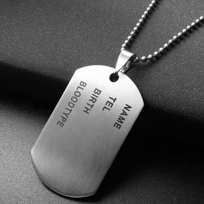 Nihao Wholesale fashion lettering military identity card titanium steel pendant wholesale