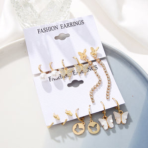 Nihao Wholesale Fashion Butterfly Alloy Inlay Rhinestones Dangling Earrings 1 Set