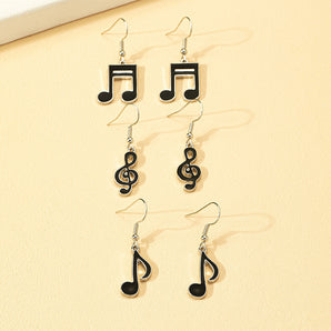 Nihao Wholesale 1 Set Simple Style Notes Enamel Alloy Drop Earrings