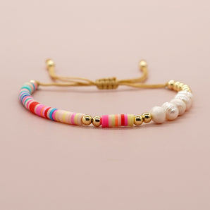 Nihao Wholesale Vacation Multicolor Freshwater Pearl soft clay Beaded Bracelets