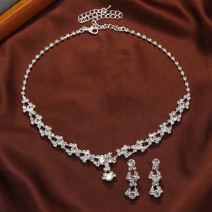 Nihao Wholesale Elegant Tassel Alloy Inlay Artificial Diamond Women's Earrings Necklace