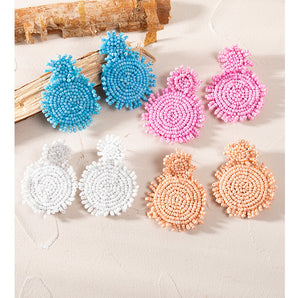Nihao Wholesale Bohemian Solid Color Beaded Drop Earrings
