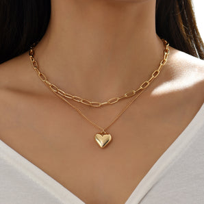 Nihao Wholesale Elegant Simple Style Heart Shape Iron Layered Women'S Layered Necklaces