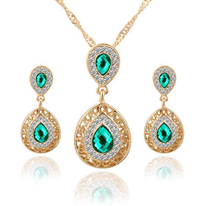 Nihao Wholesale Womens electroplating alloy Water drop pendant jewelry three-piece