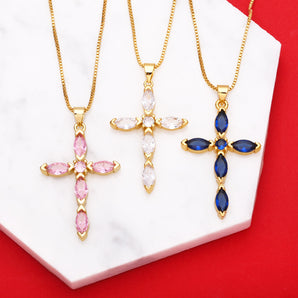 Nihao Wholesale Fashion Cross Copper 18K Gold Plated Necklace In Bulk